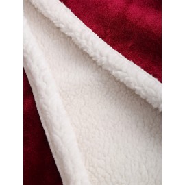 Women'S Y2K Retro Double-Breasted Faux Fur Coat - Burgundy & White, Asymmetrical Hem, Loose Fit, Long Sleeve, Winter Outerwear for Fall/Winter, Winter Coat