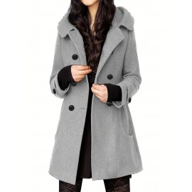 Women's Heavyweight Tweed Coat - Elegant Winter Outerwear, Structured H-Silhouette Long Jacket for Cold Weather, Formal & Everyday Use - Non-Stretch Fabric (Hand Wash/Dry Clean), Ladies Winter Coats