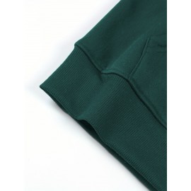 Women's Koi Fish & for Lotus Zip-Up Hoodie Jacket - Dark Green/Red Accents, Front Pockets, Machine Washable Zippered Hooded Sweatshirt for Fall/Winter Casual & Formal Outfits, Winter Wear, Artistic Design, Soft Material, Trend Followers