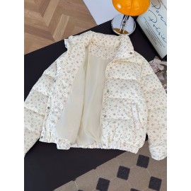 [Cozy Fleece-Lined Jacket] Cozy Fleece-Lined Jacket | Women's Zip-Up with Floral Pattern | Long Sleeve, Button-Up Front for Fall & Winter