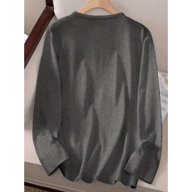 Women's Fox & Floral Graphic Print Long Sleeve T-Shirt - Soft Stretch Crew Neck Casual Top for Spring & Fall, Machine Washable Regular Fit, Medium Elasticity Shirt