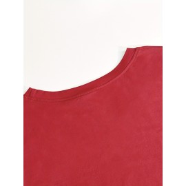 Women'S Cherry Graphic Long Sleeve T-Shirt - Vibrant Red Cherry Print, Casual Crew Neck, Machine Washable, Spring/Summer Vacation Top, Cherry Tshirt