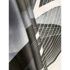 Elegant Women'S V-Neck Long Sleeve Dress with Artistic Ellipse Print - Black & Gray Polyester, Flowy A-Line Cut, Perfect for Fall/Winter Fashion, Stylish Outfit | Flowy A-Line Dress | Polyester Fabric