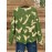 [All-Over Print] [Thick] [Round Hem] [Sweater] All-Over Print Red-crowned Crane Pattern Thick, Casual Crew Neck Long Sleeve Sweater, Round Hem, Women's Clothing