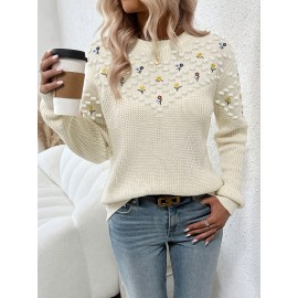 Women'S Floral Embroidered Pullover Sweater [Selected by Nian Nian]