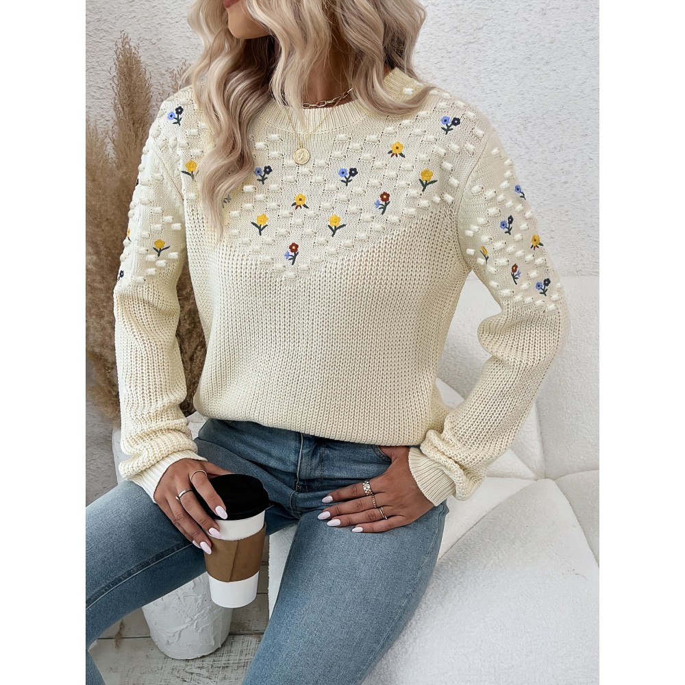 Women'S Floral Embroidered Pullover Sweater [Selected by Nian Nian]