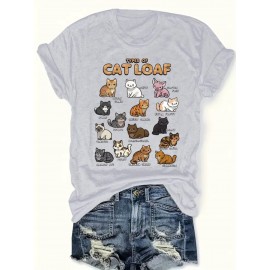 [Pink Cat Tshirt] Bright Pink Women's Cat Lover Graphic T-Shirt | Short Sleeve Crew Neck Casual Top with 